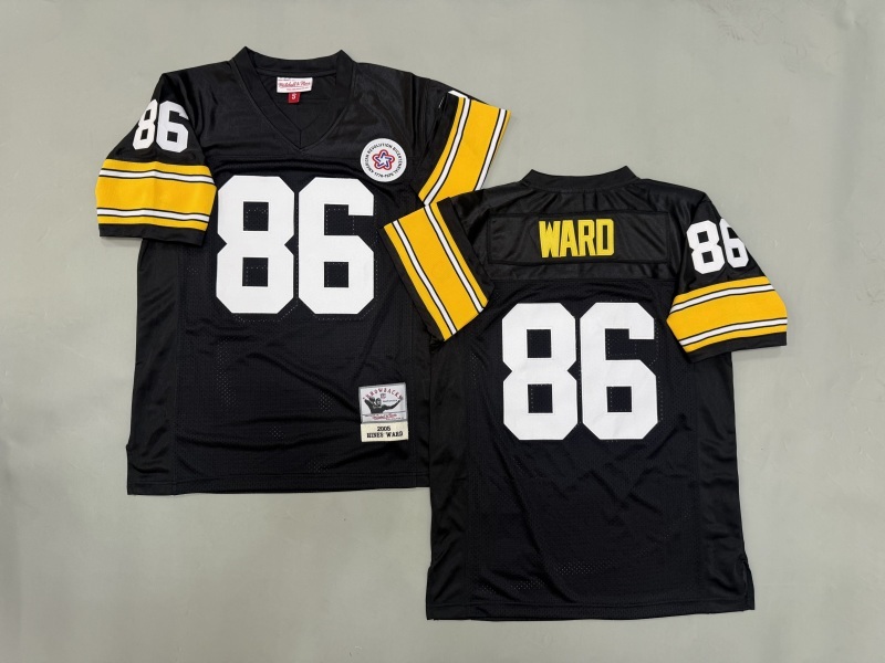 Men 2025 Pittsburgh Steelers 86 Ward black Throwback Limited NFL Jersey style 003